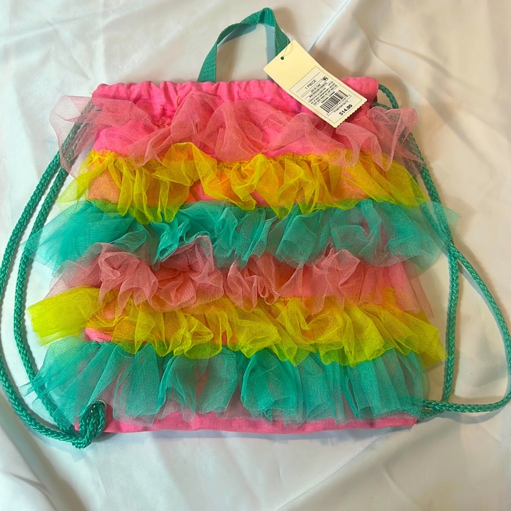 Multicolor Cat & Jack drawstring tulle bag